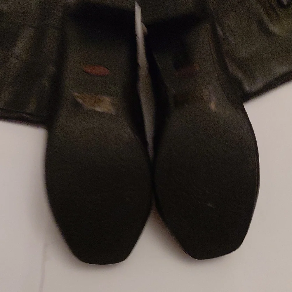 Clarks Womens Black Leather Knee-High Block Heeled Boots Sz 8.5W - Picture 4 of 11